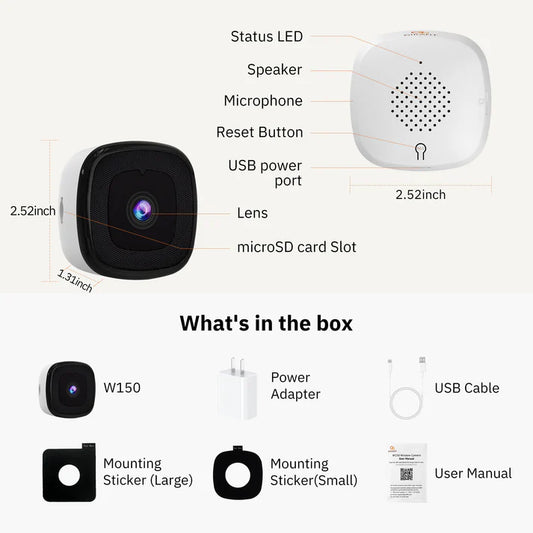 Girafit 3MP 2K Window Camera, 2.4GHz and 5GHz WiFi Cameras for Home Security with ChromaMax Al Color Night Vision, Person and Motion Detection, Recording