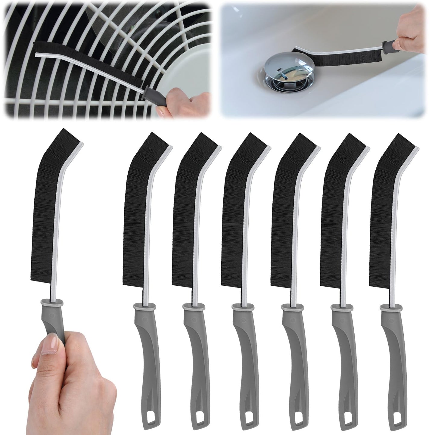 8pcs Cleaning Crevice Brush Hard Bristle Recess Household Gaps Cleaning Tool